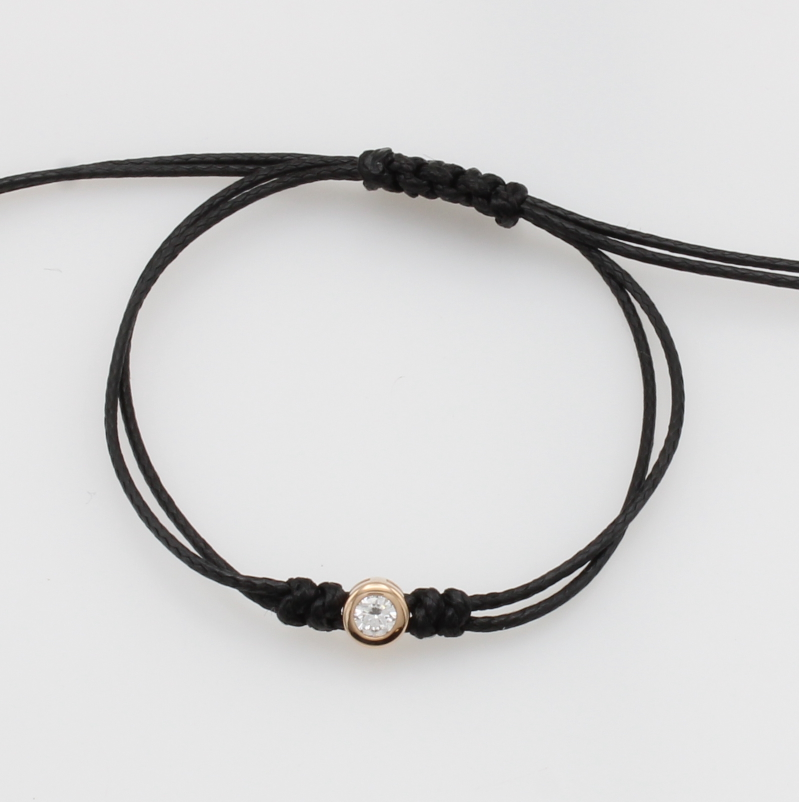 Image 27124081 - Shamballa-Armband mit Brillant, RG 750/000, schwarzer Stoff, Brill. in Zargenfassung ca. ...
