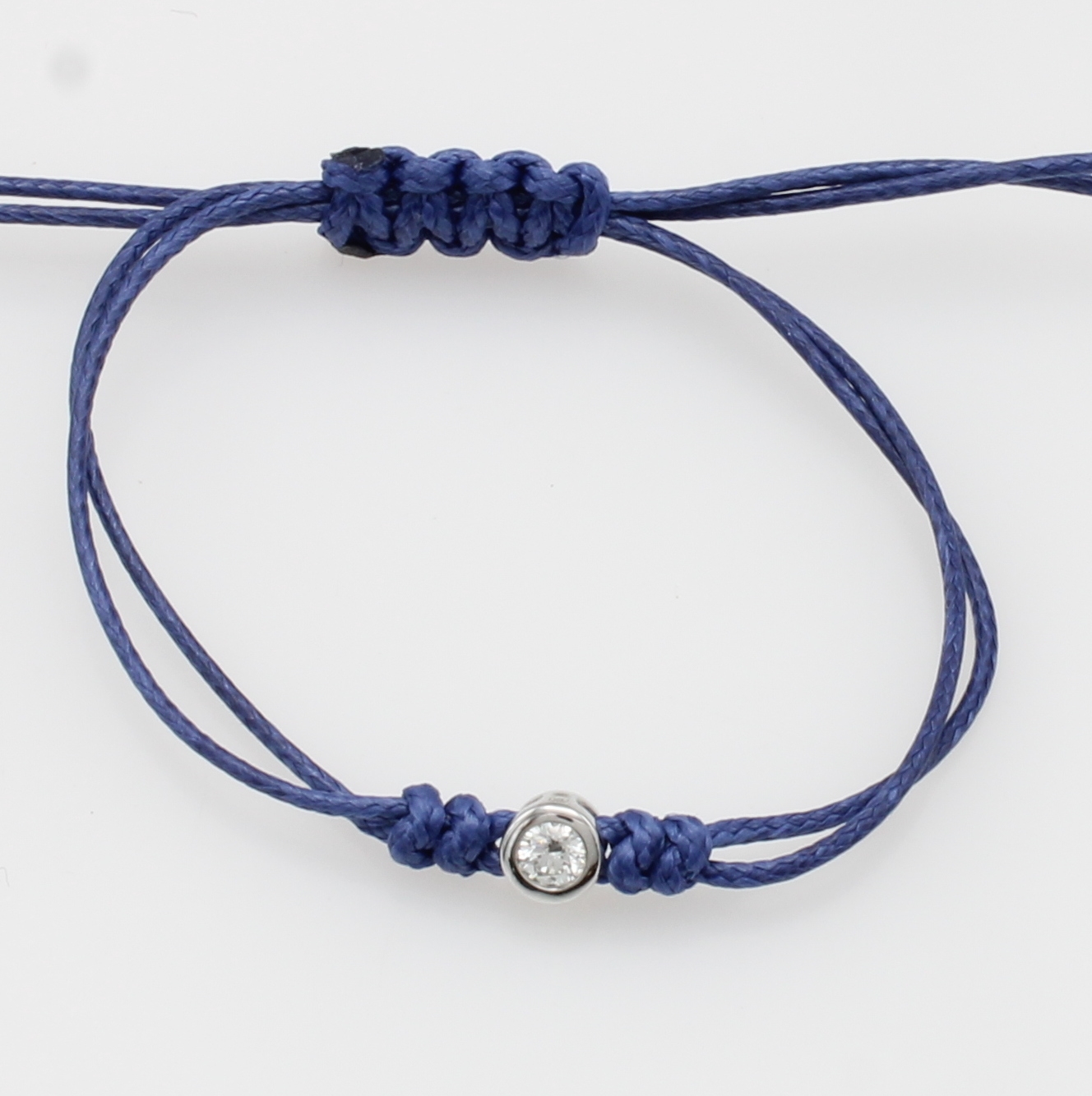 Image 27124082 - Shamballa-Armband mit Brillant, WG 750/000, blauer Stoff, Brill. in Zargenfassung ca. ...
