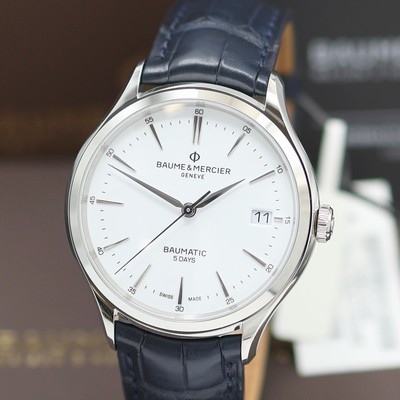 27124008a - BAUME & MERCIER Clifton Baumatic 5 Tage ungetragene Herrenarmbanduhr Referenz M0A10398, ...