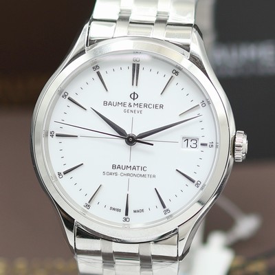 27124070a - BAUME & MERCIER Clifton Baumatic 5 Tage ungetragene Herrenarmbanduhr Chronometer Referenz ...
