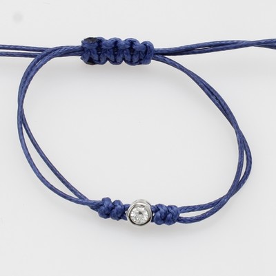 Image Shamballa-Armband mit Brillant, WG 750/000, blauer Stoff, Brill. in Zargenfassung ca. ...
