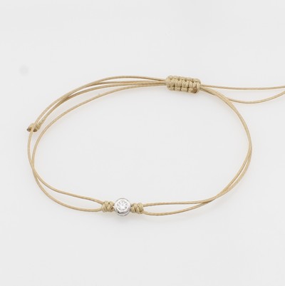 Image Shamballa-Armband mit Brillant, WG 750/000, beigefarb. Stoff, Brill. in Zargenfassung ...