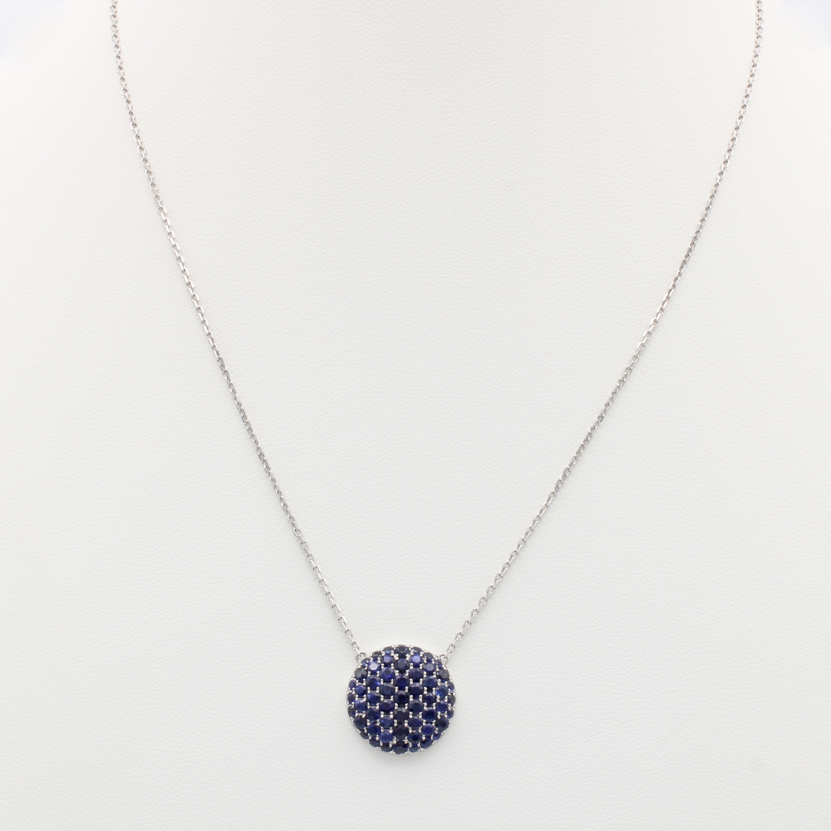 Image 27124209 - Collier mit Saphiren, WG 750/000, runder Anh. bes. m. fac., blauen Saphiren zus. ca. ...
