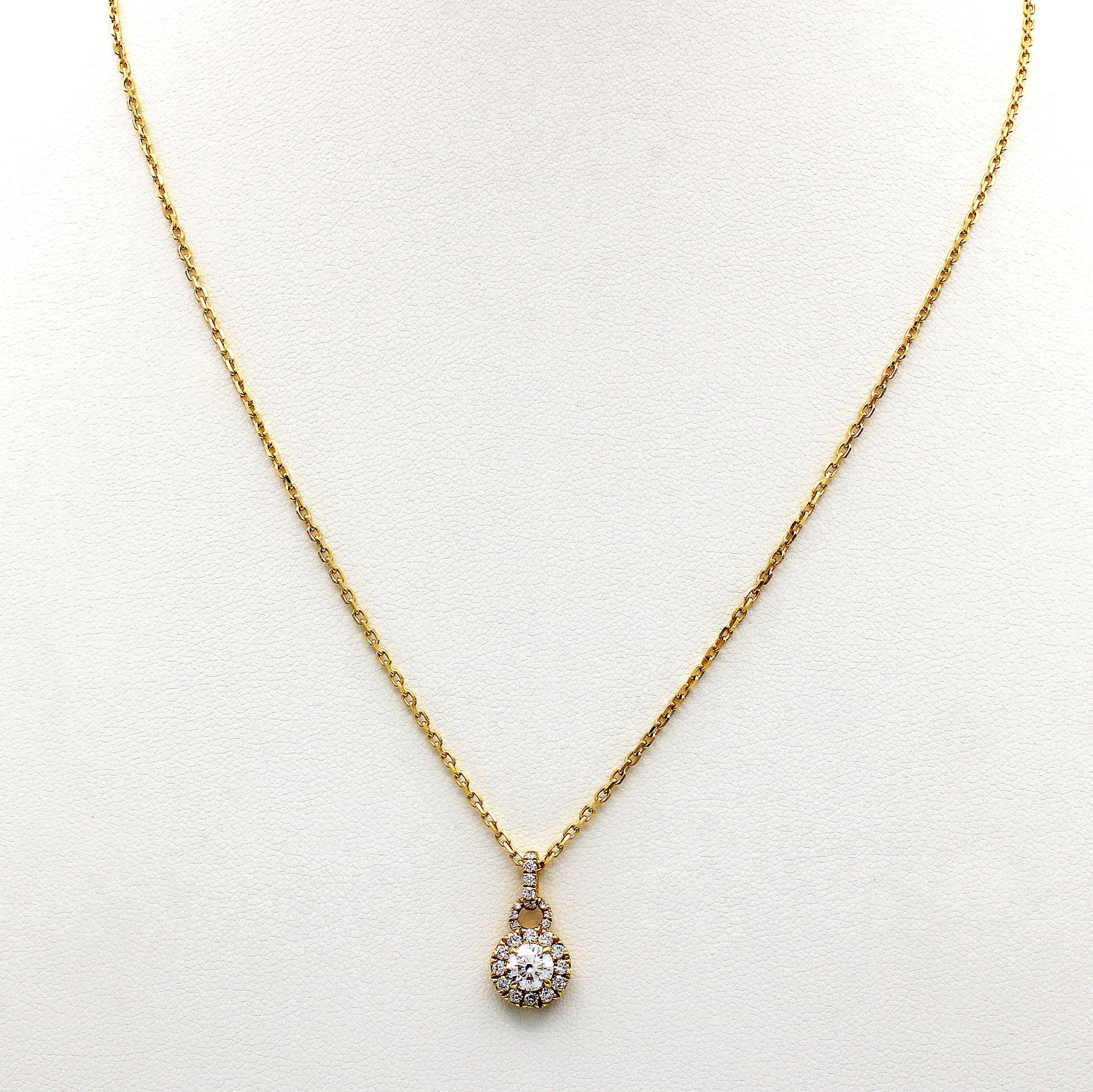 Image 27124211 - Collier mit Brillanten, GG 750/000, diam. Ankerkette, 1 Brill. mittig gef. 0.50 ct ...