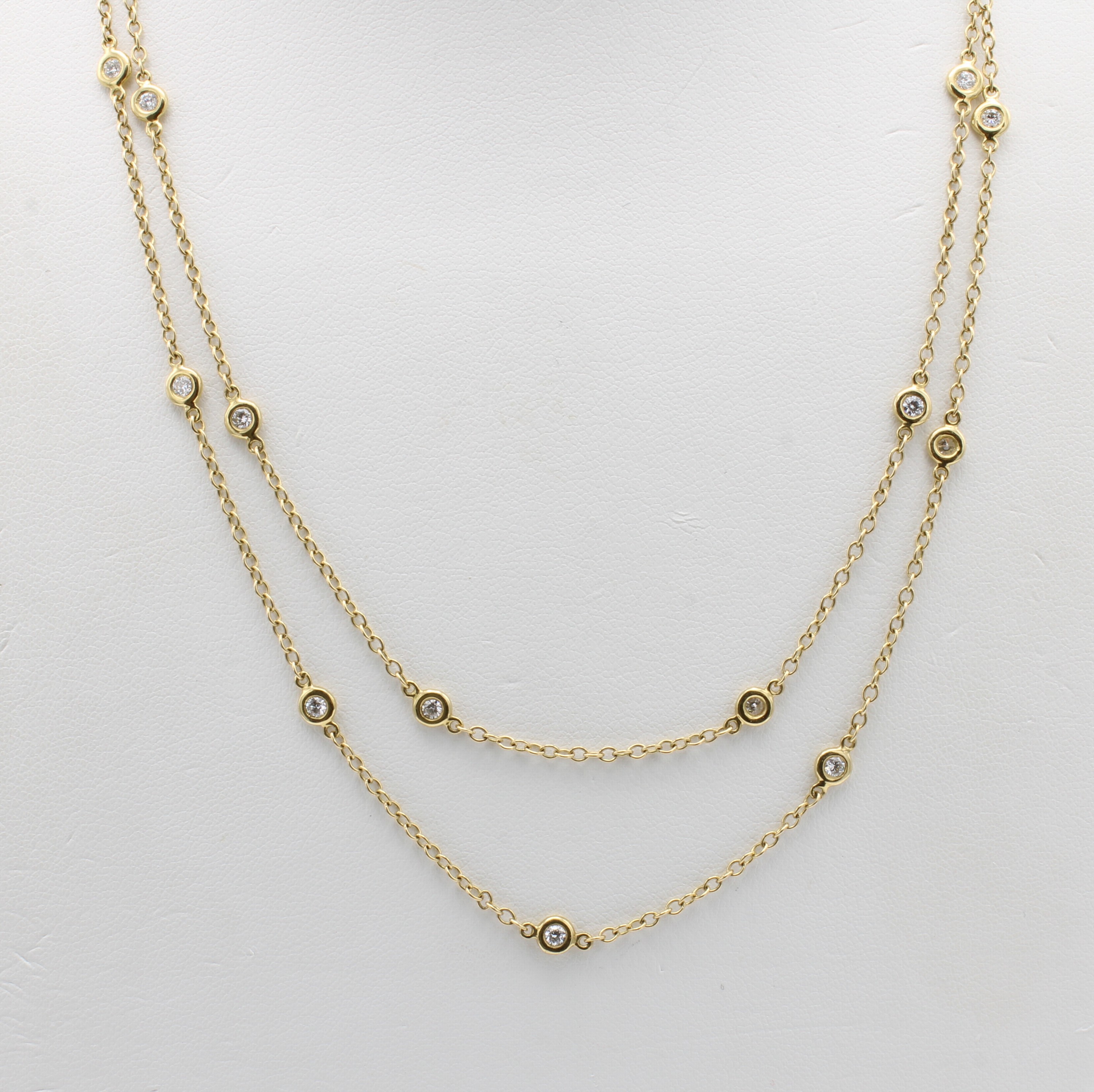 Image 27124287 - Langes Collier mit Brillanten, GG 750/000, 23 Brill. in Zargenfassungen und in Kette ...