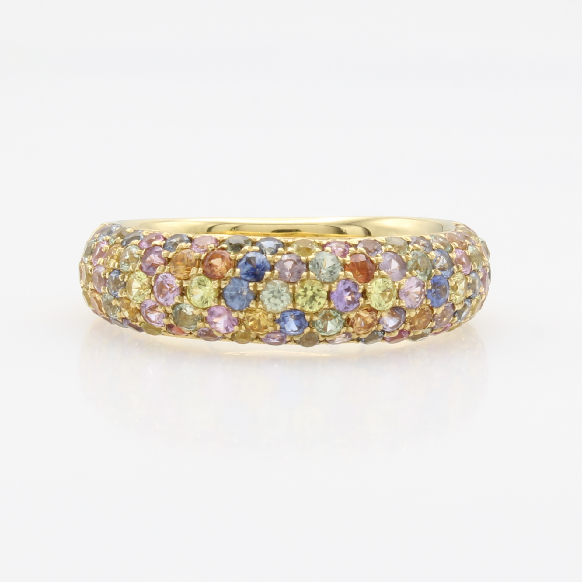 Image 27124292 - Ring mit Saphiren, GG 750/000, konvexer Ringkopf bes. m. fac., fancy Saphiren zus. ...
