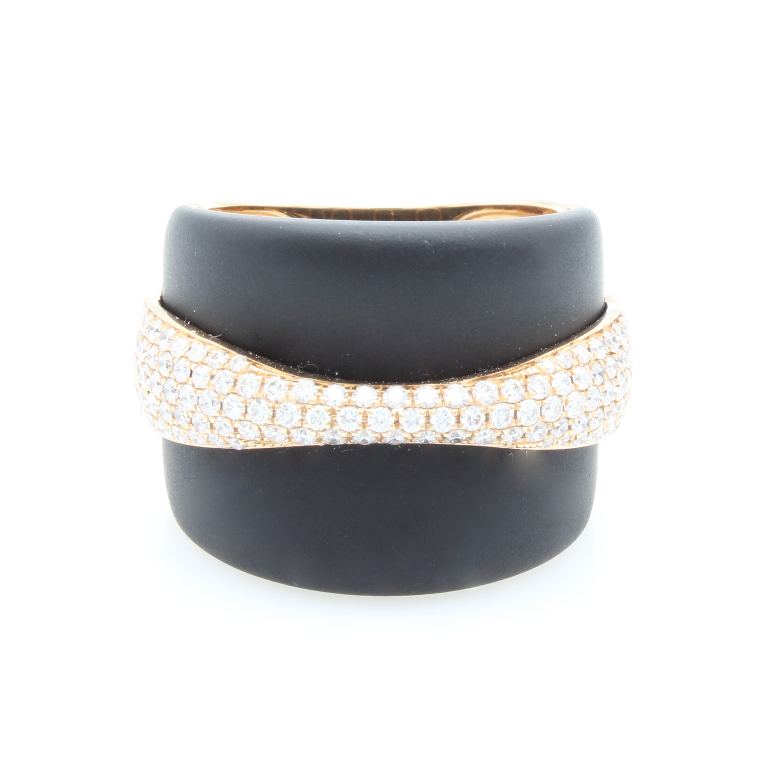 Image 27124293 - Ring mit Onyx und Brillanten, RG 750/000, konkave Onyxscheiben m. überliegendem ...