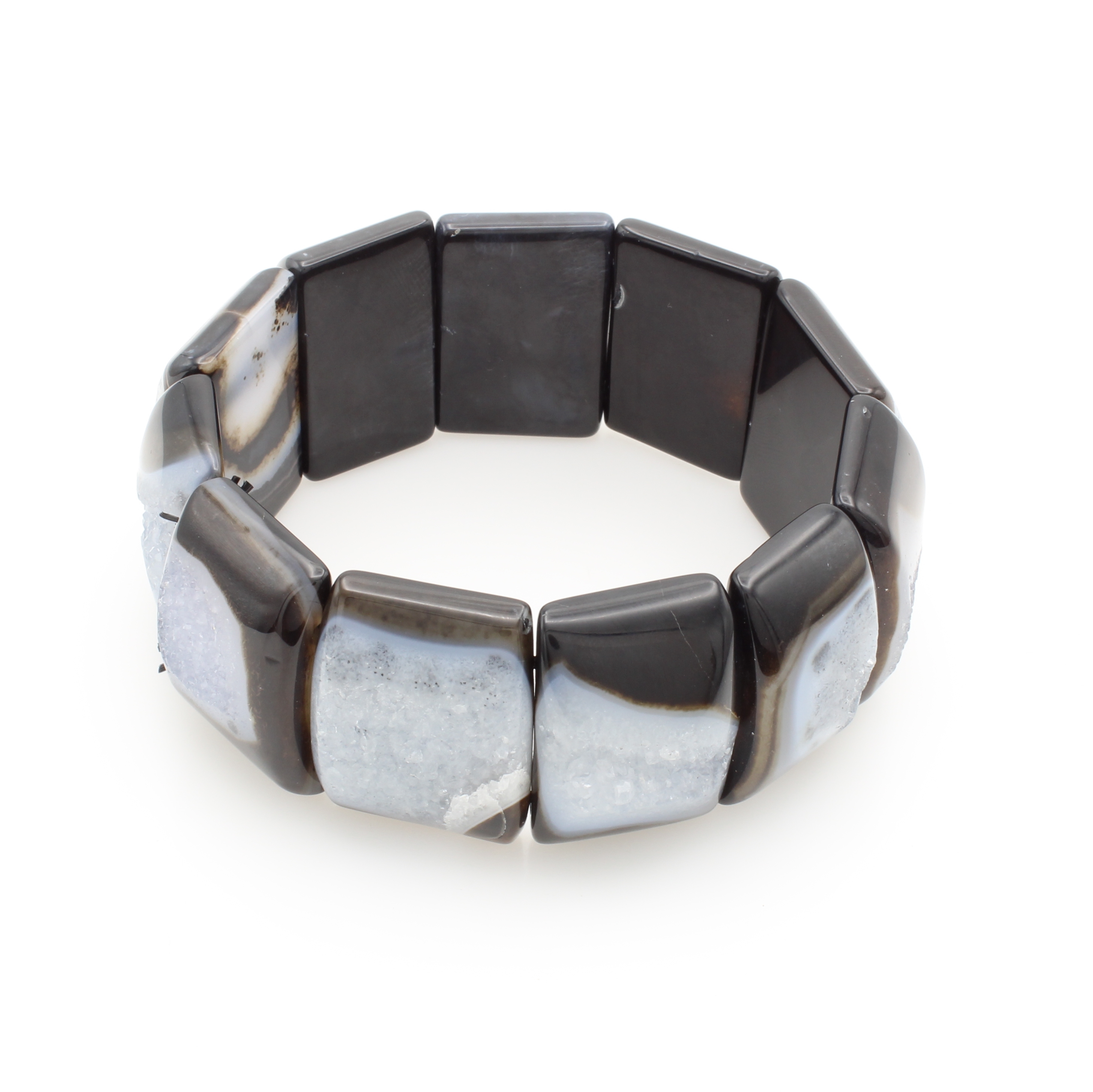 Image 27124313 - Flexibles Armband mit Achaten, rechteck., kristallisierte Achate, Br. ca. 30 mm ...