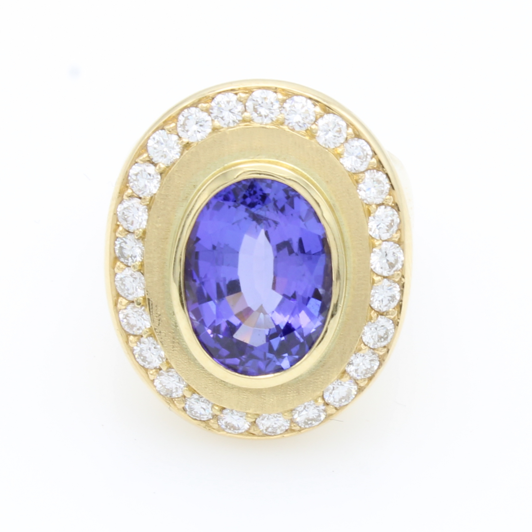 Image 27124342 - Ring mit Tansanit und Brillanten, GG 750/000, ovaler Tansanit ca. 7.75 ct umgeben v. ...