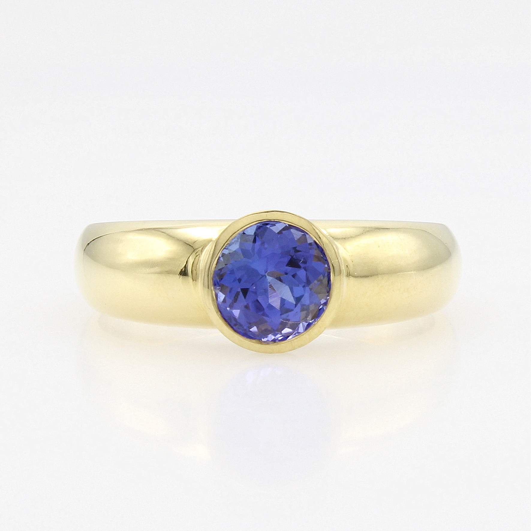 Image 27124347 - Ring mit Tansanit, GG 585/000, runder Tansanit in Zargenfassung ca. 1.47 ct, RW ca. 59 ...
