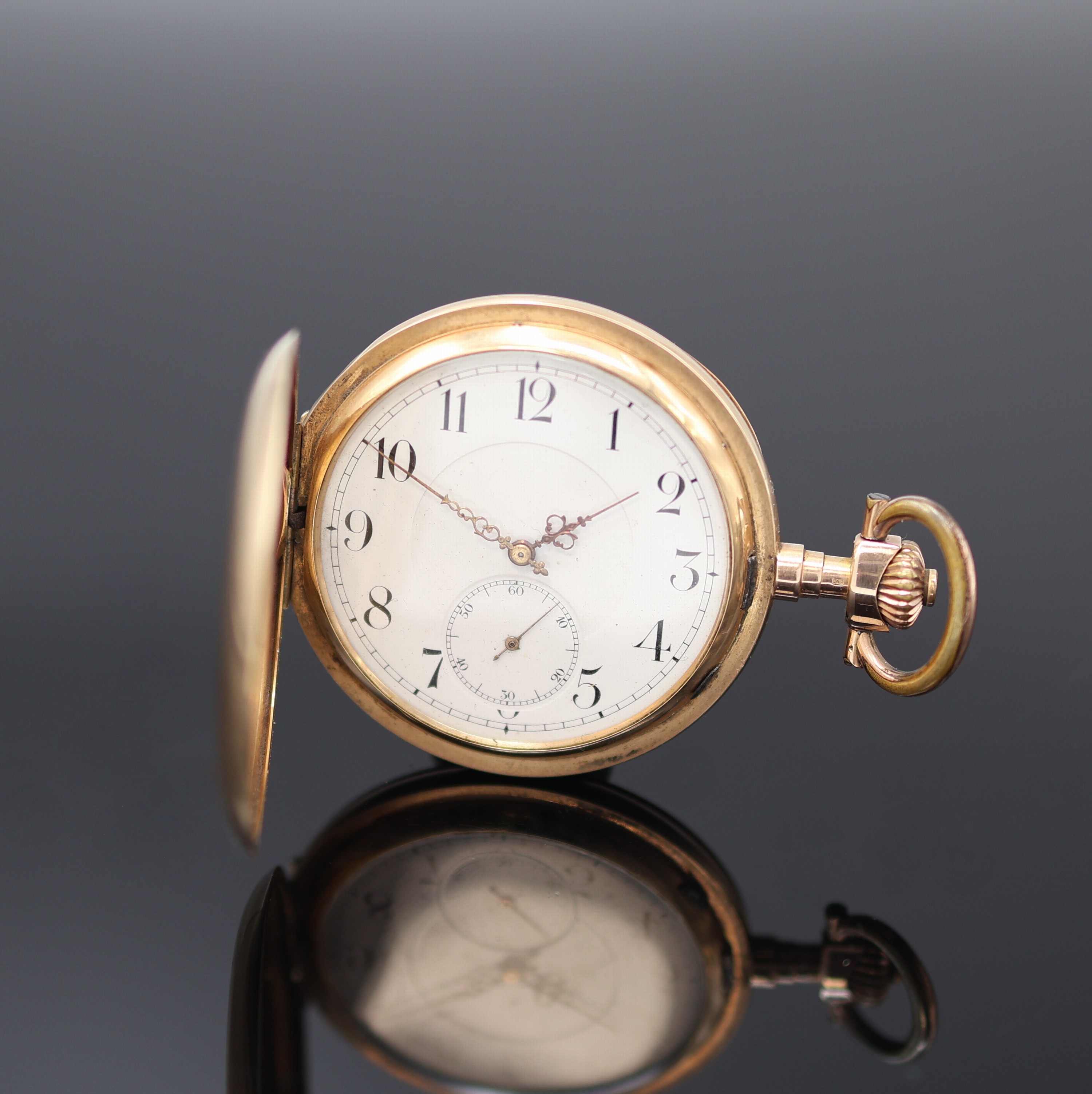 Image 27124360 - SYSTEM GLASHÜTTE Savonette Herrentaschenuhr in RG 585/000, Schweiz um 1910, guill. 3- ...