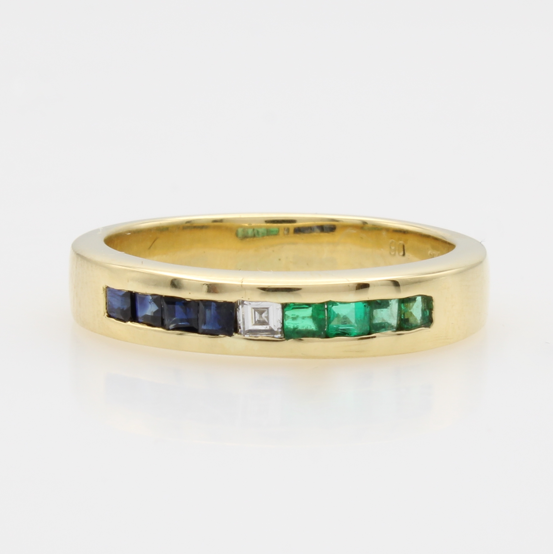 Image 27124374 - Ring mit Saphiren, Smaragden und Diamant, GG 750/000, Farbsteincarrées, Diamantcarrée ...