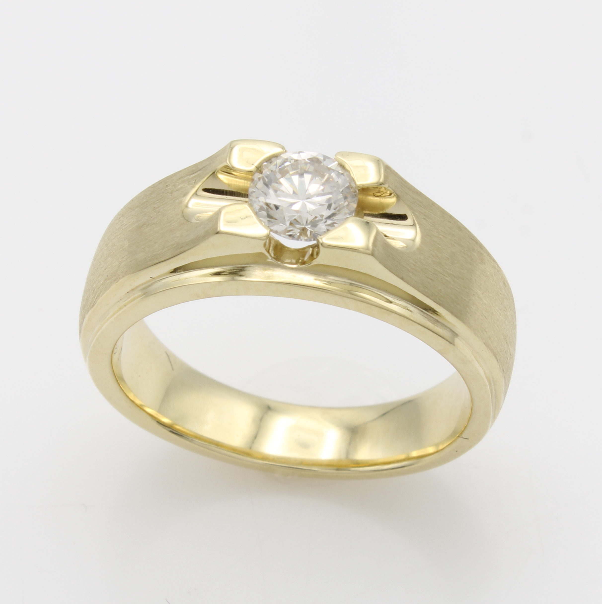 Image 27124395 - Ring mit Brillant, GG 585/000, z.T. matt., Brill ca. 0.75 ct top light brown/si, RW ca. ...