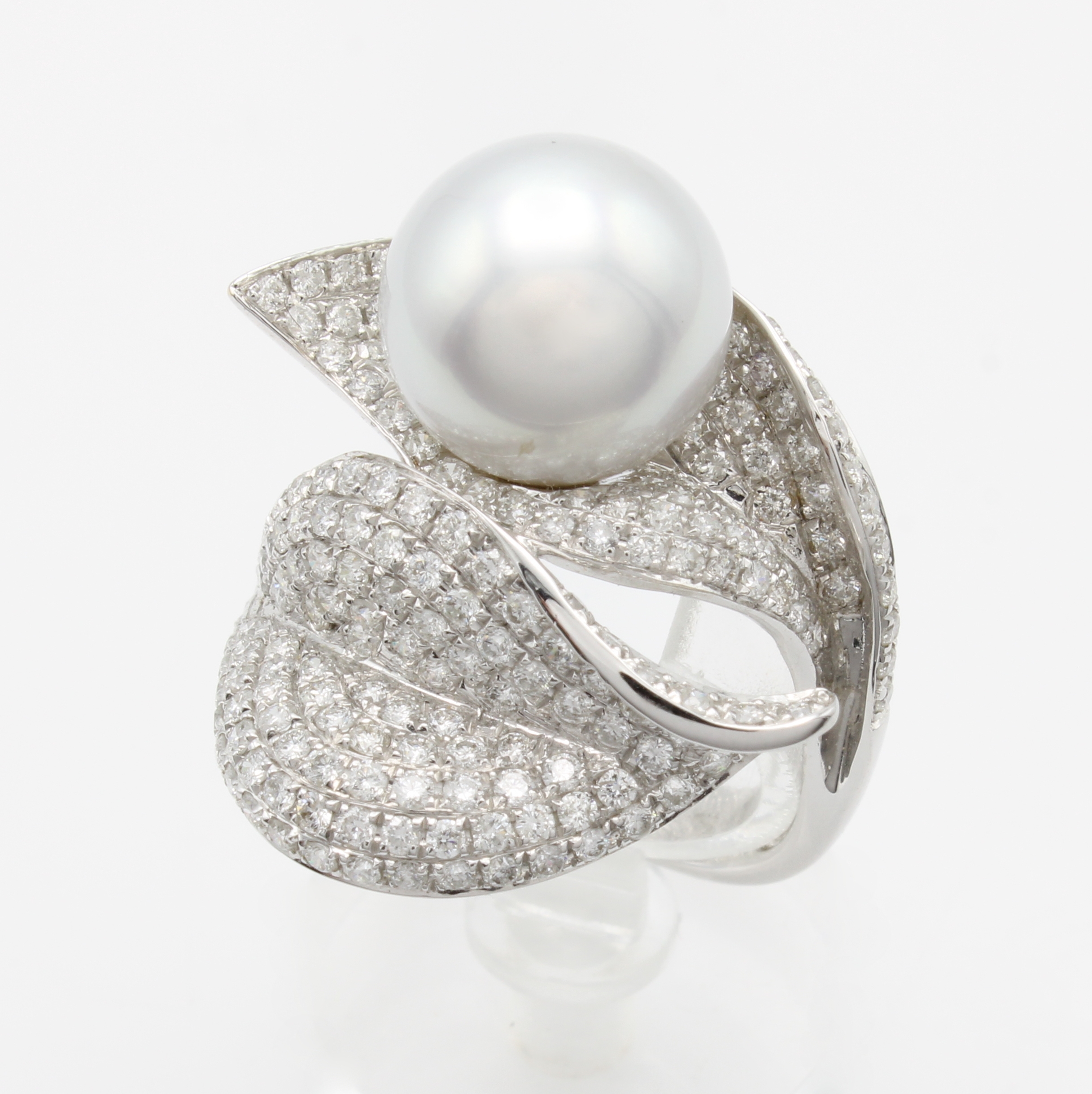 Image 27124398 - Ring mit Südseezuchtperle und Brillanten, WG 750/000, weiße-hellgraue Perle ca. 11 mm, ...