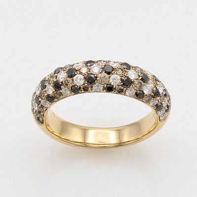 27124307a - Ring mit Diamanten und Brillanten, RG 750/000, schwarze Diam. (beh.) zus. ca. 0.54 ct, ...