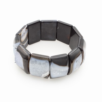 Image Flexibles Armband mit Achaten, rechteck., kristallisierte Achate, Br. ca. 30 mm ...