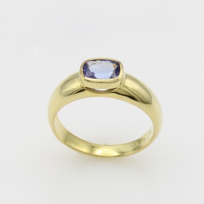 27124345a - Ring mit Tansanit, GG 585/000, Tansanit in Zargenfassung ca. 0.9 ct, RW ca. 57 ...
