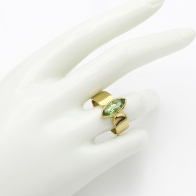 27124377a - Ring mit Turmalin, GG 585/000, navettef., grüner Turmalin ca. 2 ct, RW ca. 60 ...