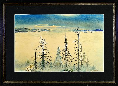 27124397k - Eugen Croissant, 1898 Landau - 1976 Breitbrunn, Aquarell, Winter im Gebirge, auf Papier, ...