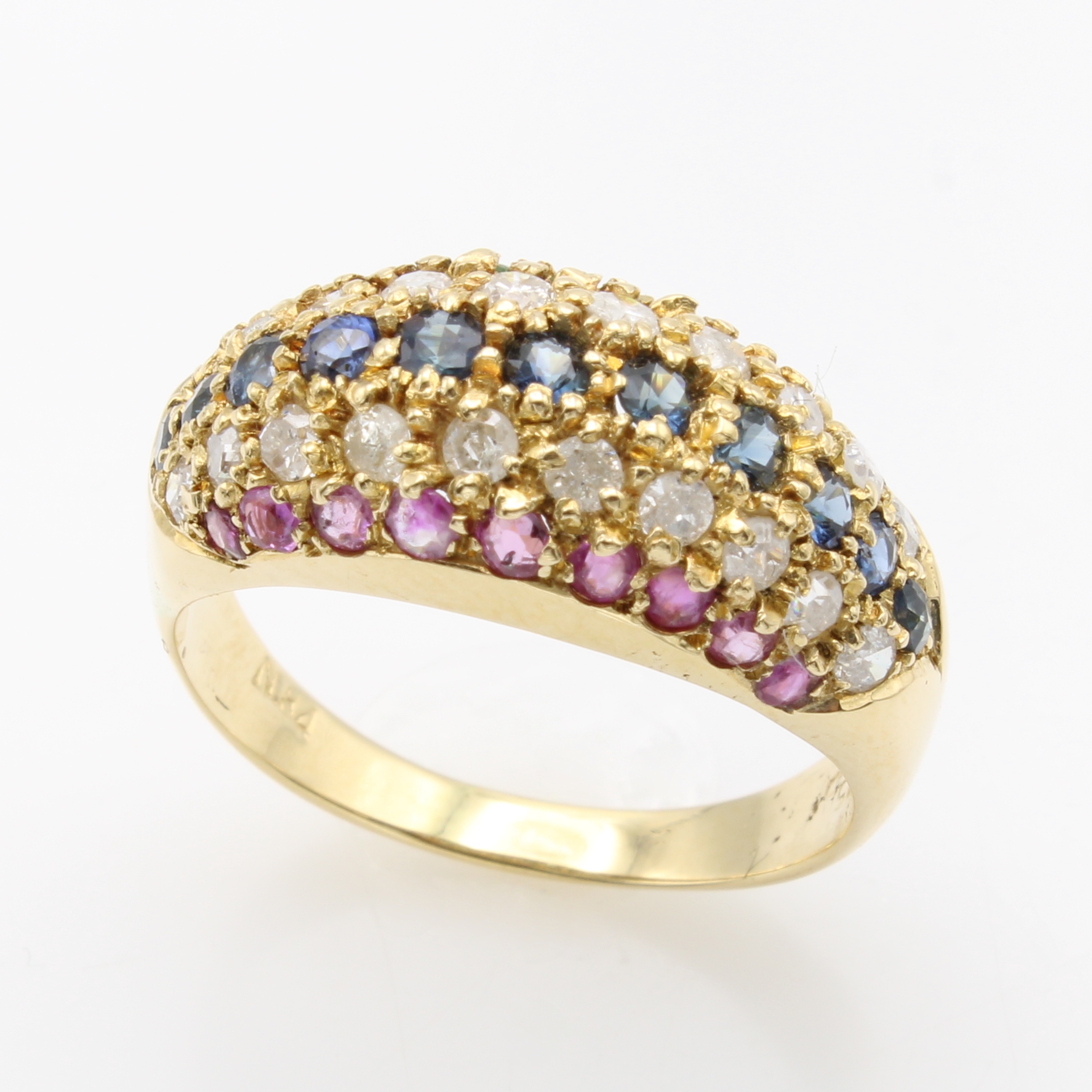 Image 27124408 - Ring mit Farbsteinen und Diamanten, GG 750/ 000, Rubine, Saphire u. Smaragde in je 1 ...
