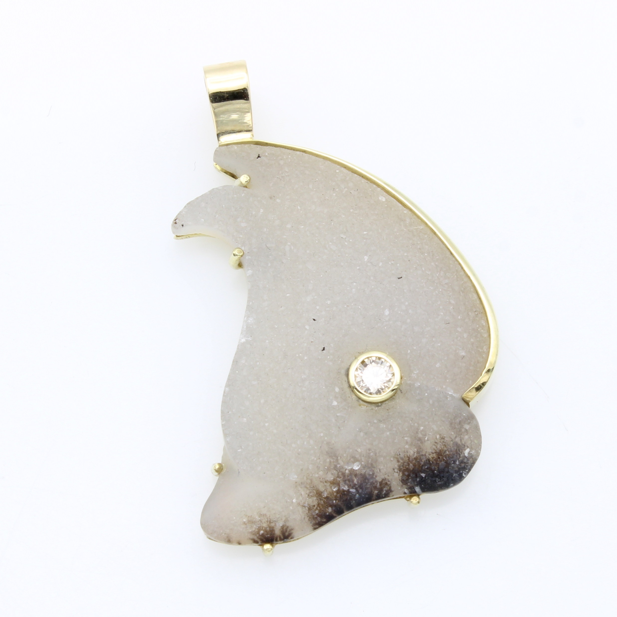 Image 27124419 - Anhänger mit Achat-Kristall und Brillant, GG 585/000, Brill. ca. 0.15 ct Braun/si ...
