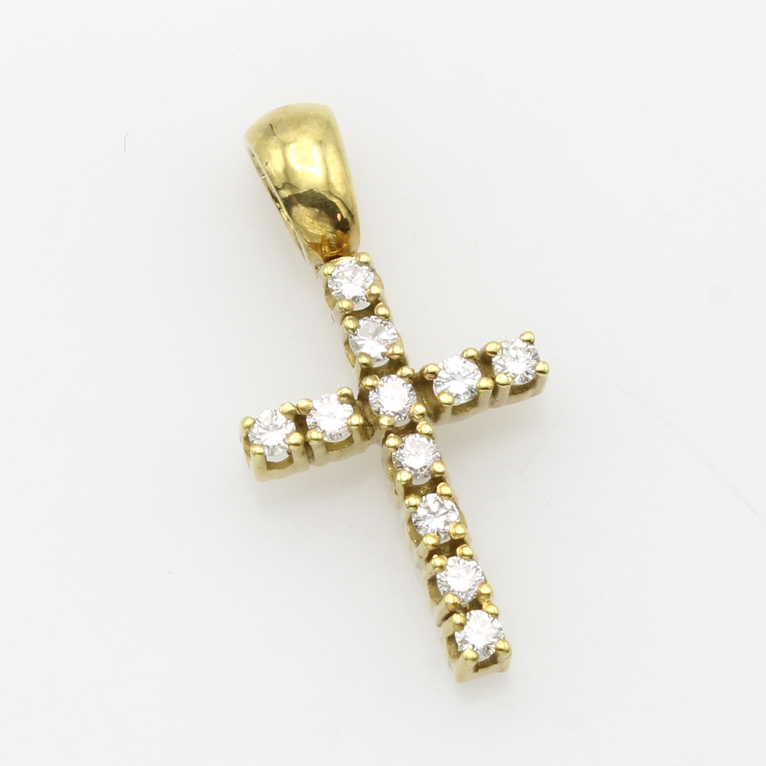 Image 27124420 - Kreuzanhänger mit Brillanten, GG 585/000, Brill. in Krappenfassungen zus. ca. 0.36 ct ...
