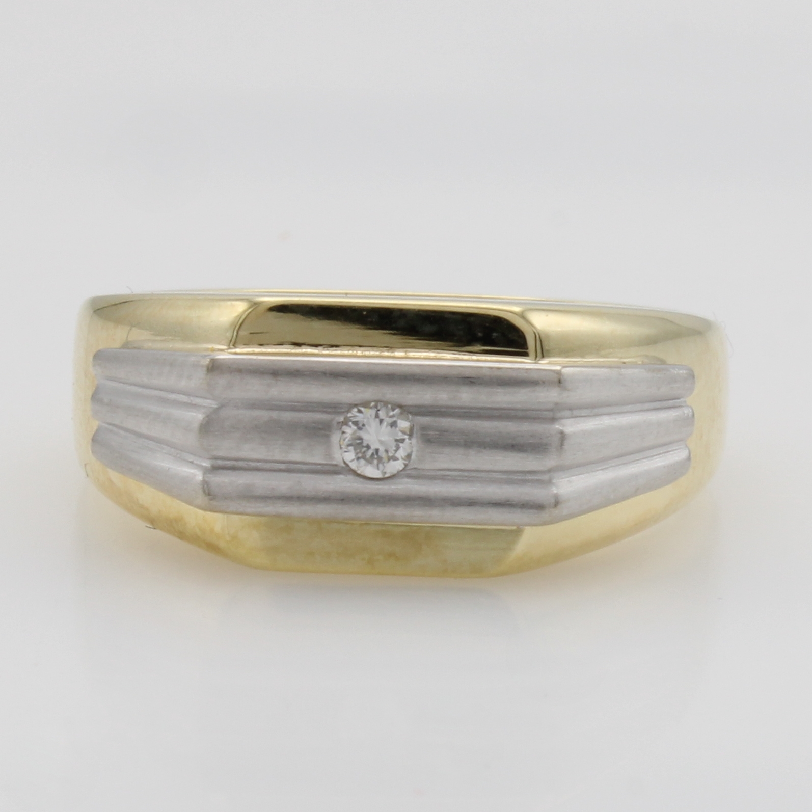 Image 27124427 - Herrenring mit Brillant, GG/WG 585/000, Brill. ca. 0.08 ct Weiß/si, RW ca. 61
