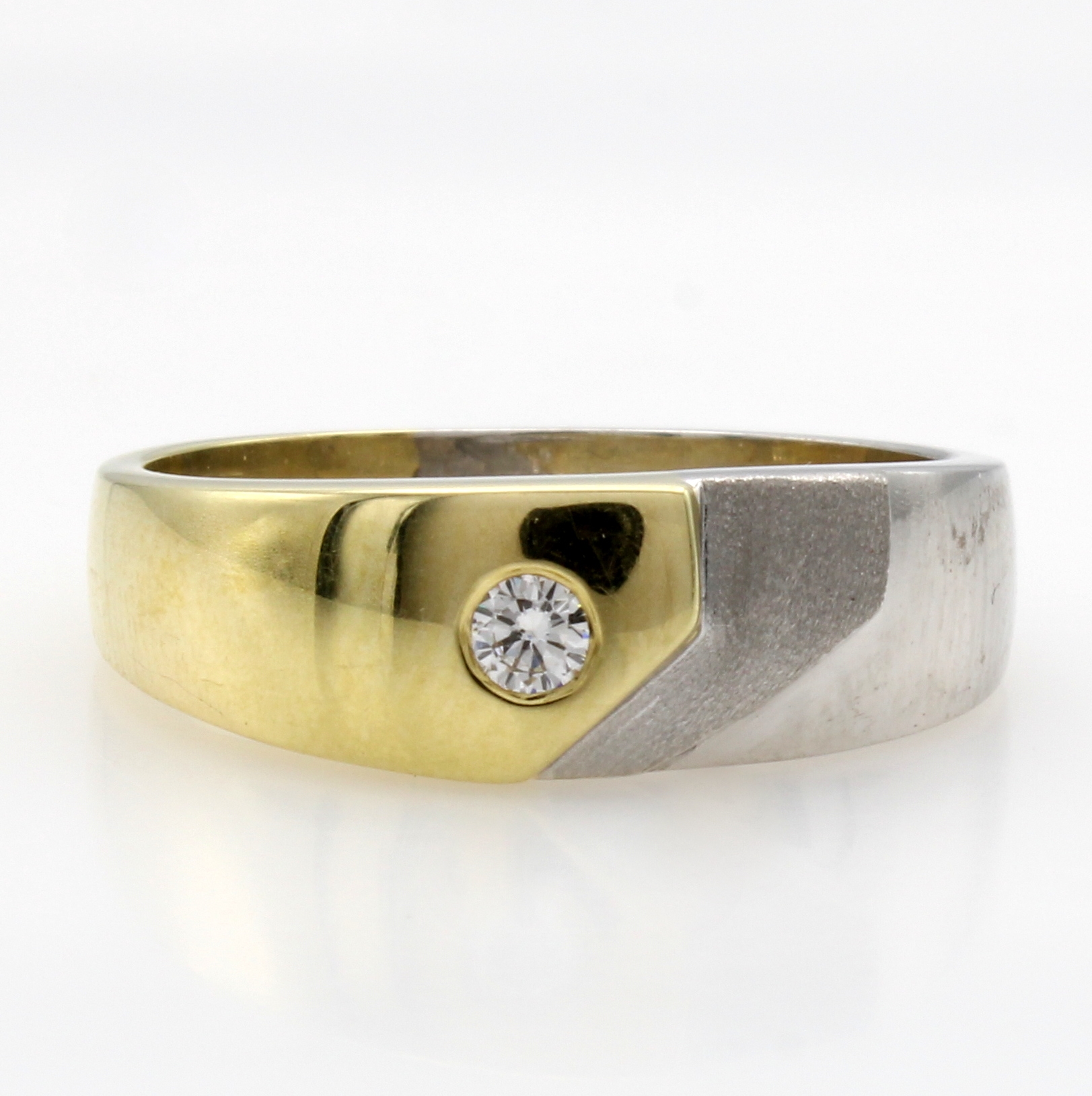 Image 27124428 - Herrenring mit Brillant, GG/WG 585/000, Brill. ca. 0.08 ct Weiß/si, RW ca. 61