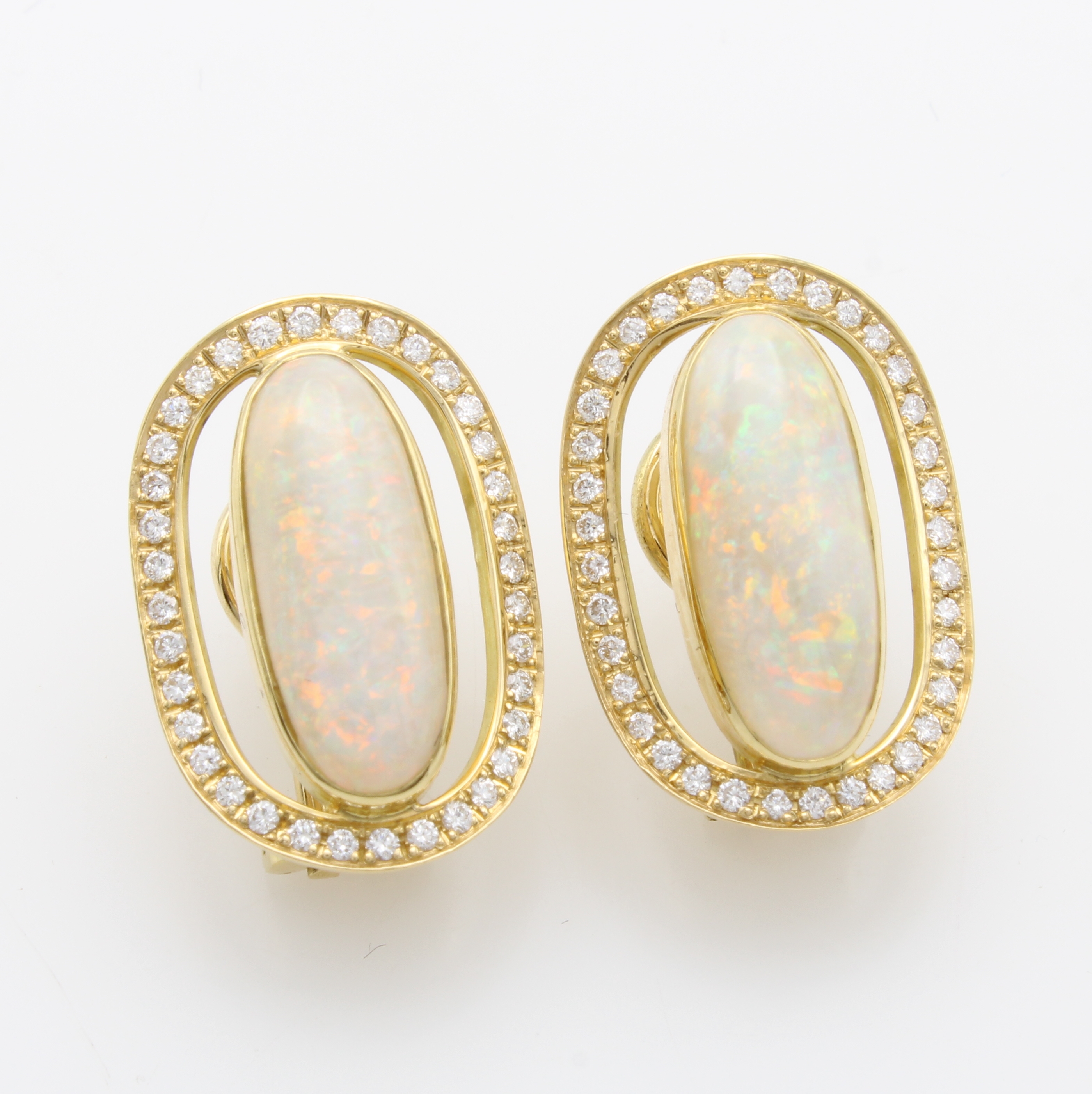 Image 27124437 - Paar Ohrstecker mit Opalen und Brillanten, GG 750/000, 2 Opale zus. ca. 6.6 ct umgeben ...