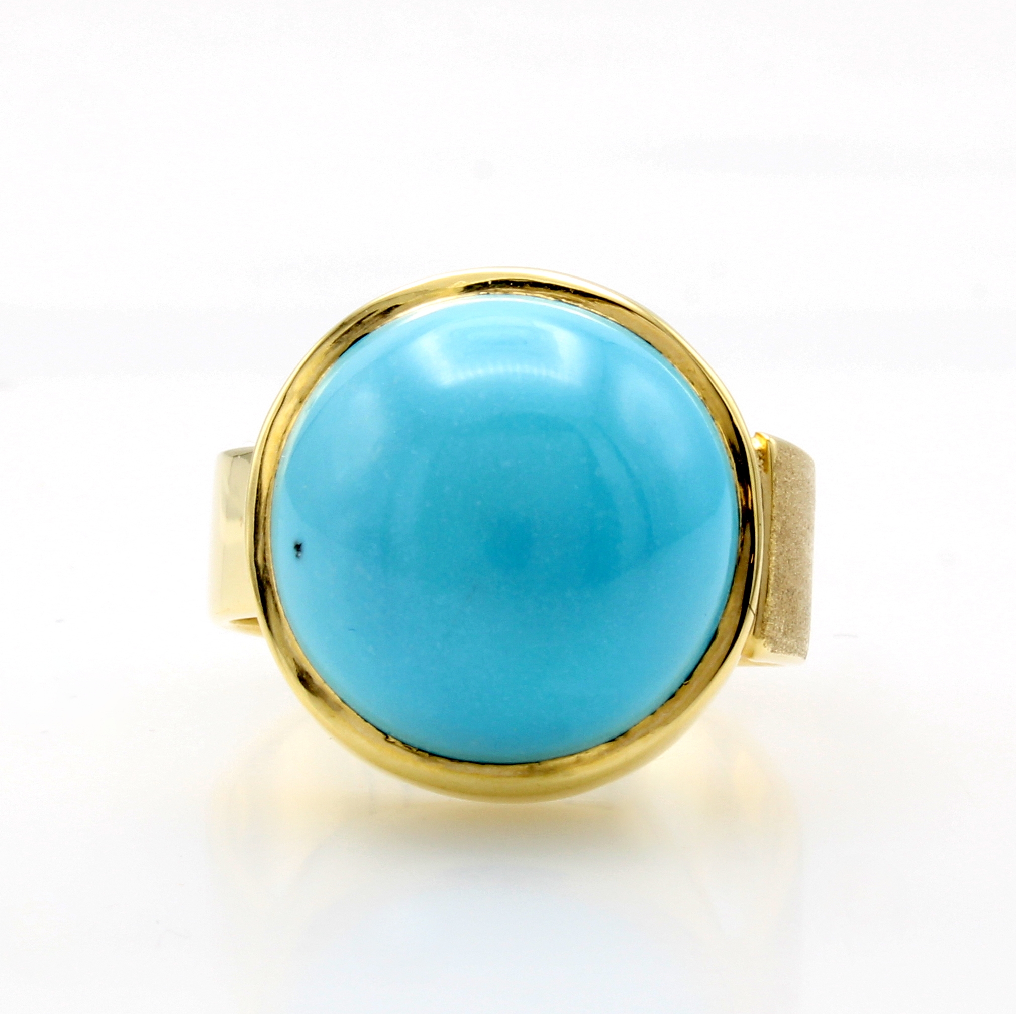 Image 27124455 - Ring mit Türkis, GG 585/000, Schiene z.T. matt. u. asymmetrisch anges., bouttonf. ...