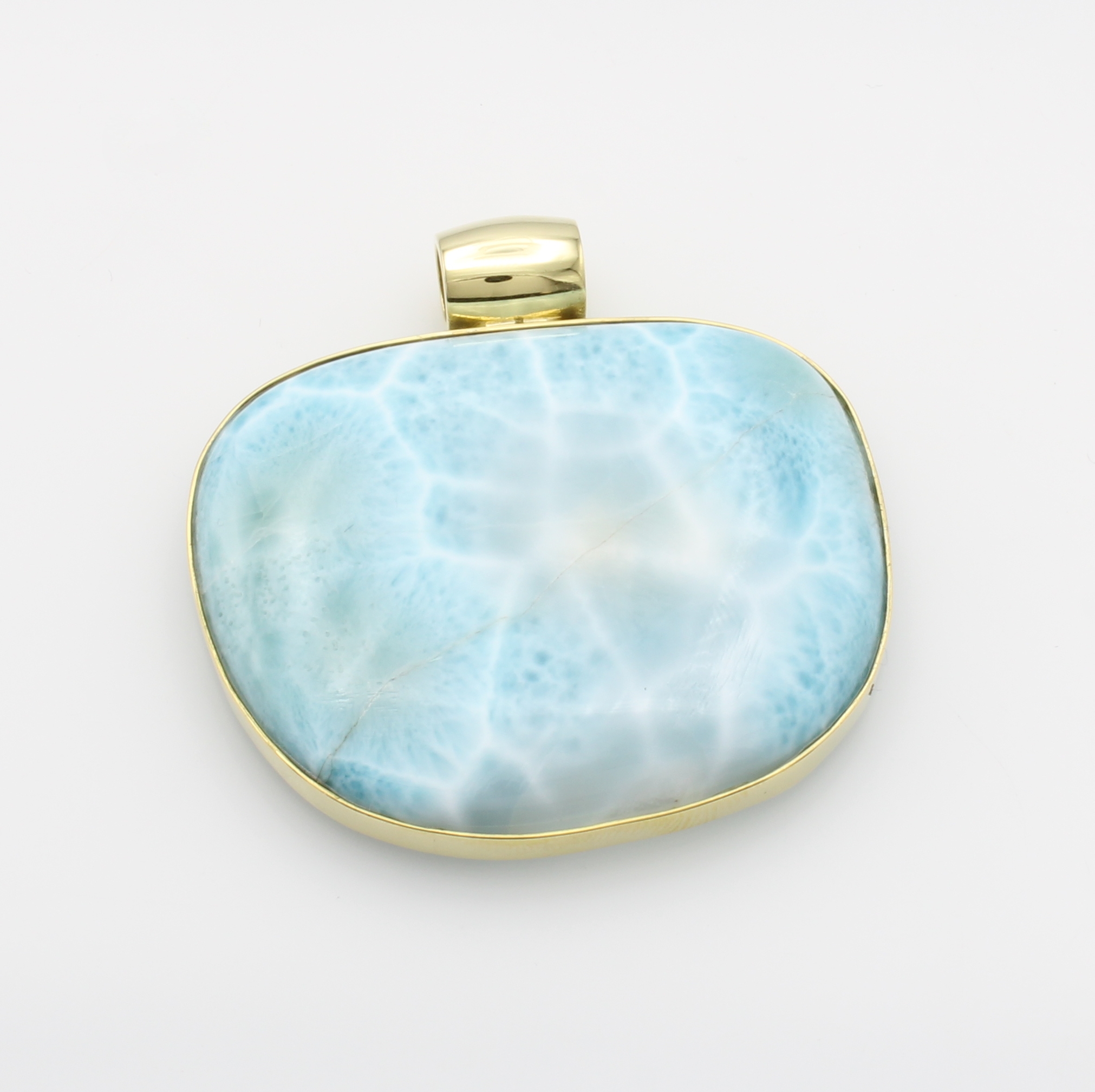 Image 27124460 - Anhänger mit Larimar, GG 585/000, Larimar in glatter Fassung ca. 100 ct, Gesamtgew. ca. ...