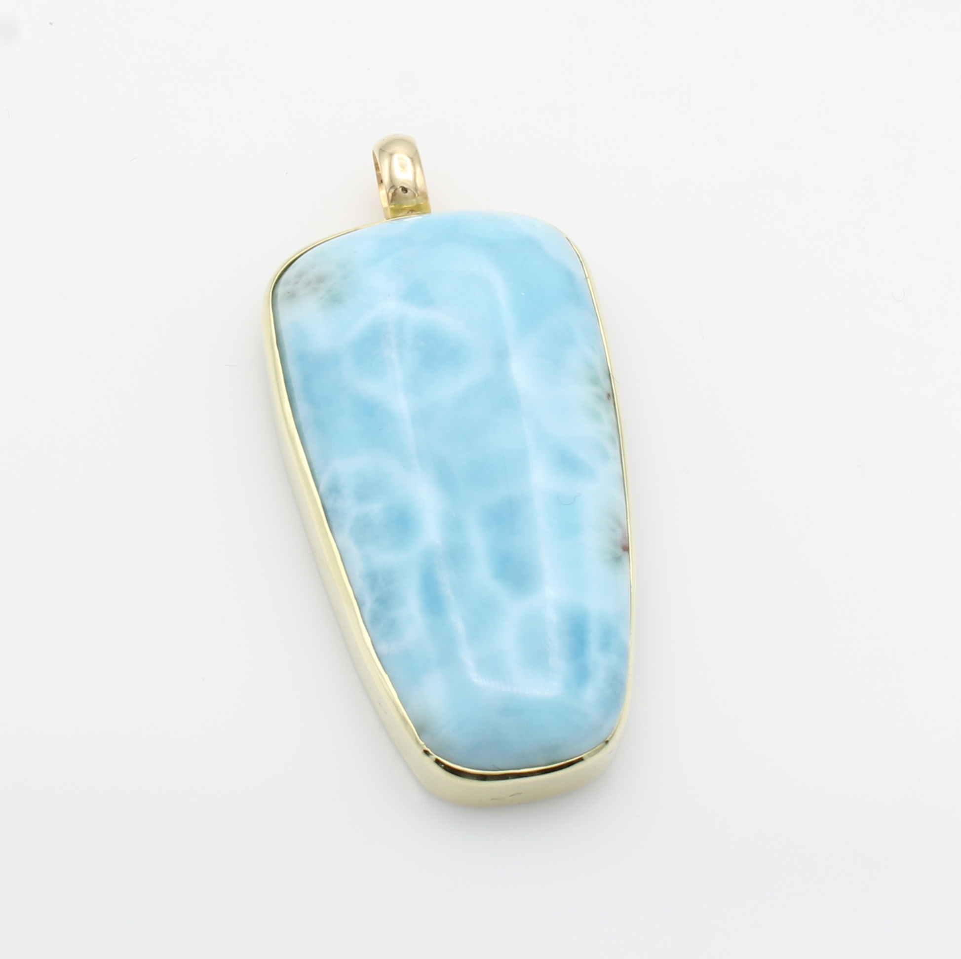 Image 27124461 - Anhänger mit Larimar, GG 585/000, trapezf. Larimar ca. 97.3 ct, glatte Fassung ...