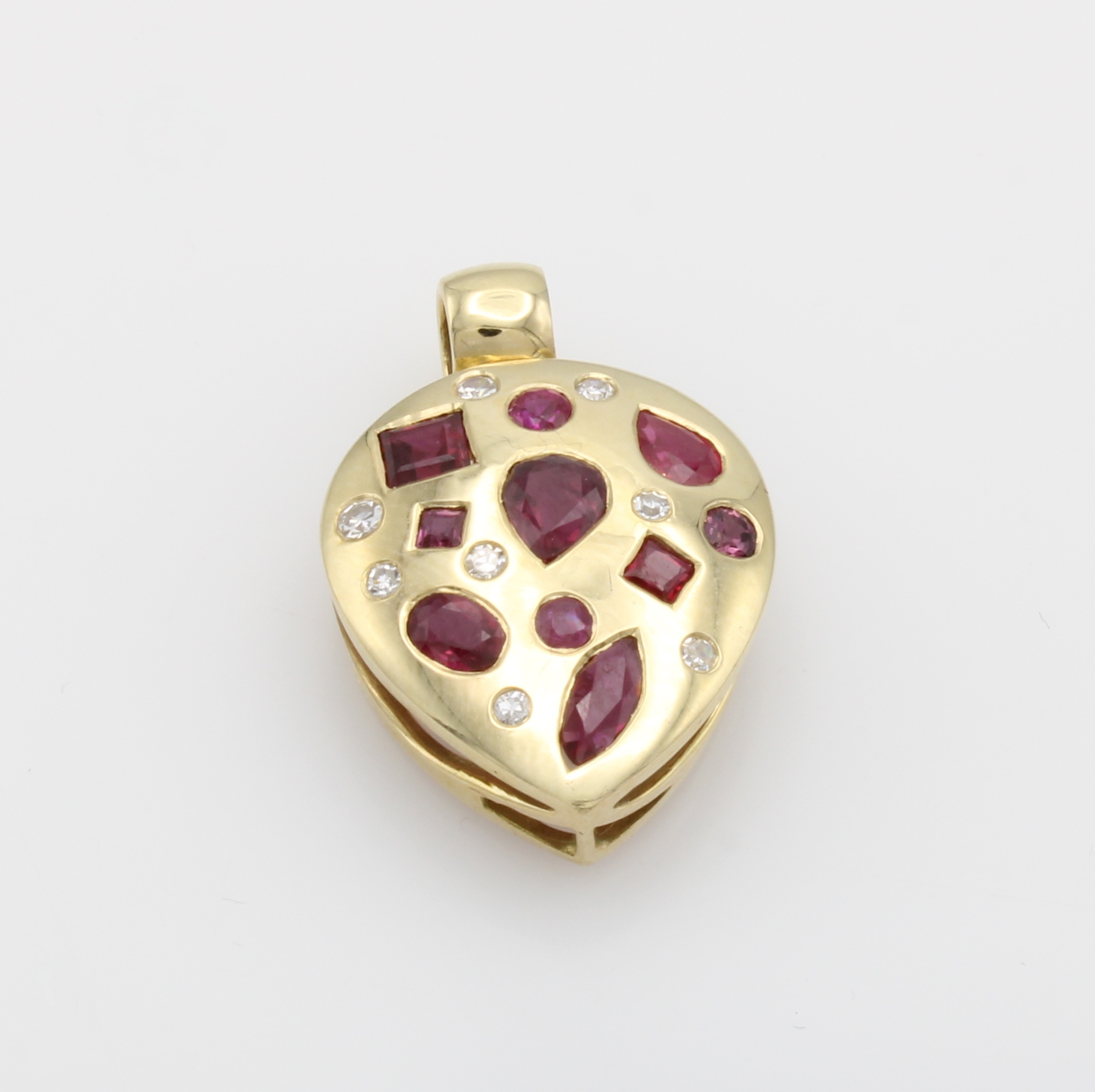 Image 27124485 - Anhänger mit Rubinen und Diamanten, GG 585/ 000, Rubine in versch. Schliffarten zus. ...