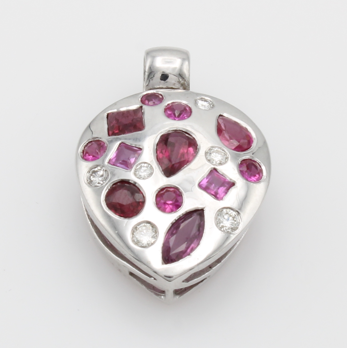 Image 27124486 - Anhänger mit Rubinen und Diamanten, WG 585/ 000, Rubine in versch. Schliffarten zus. ...