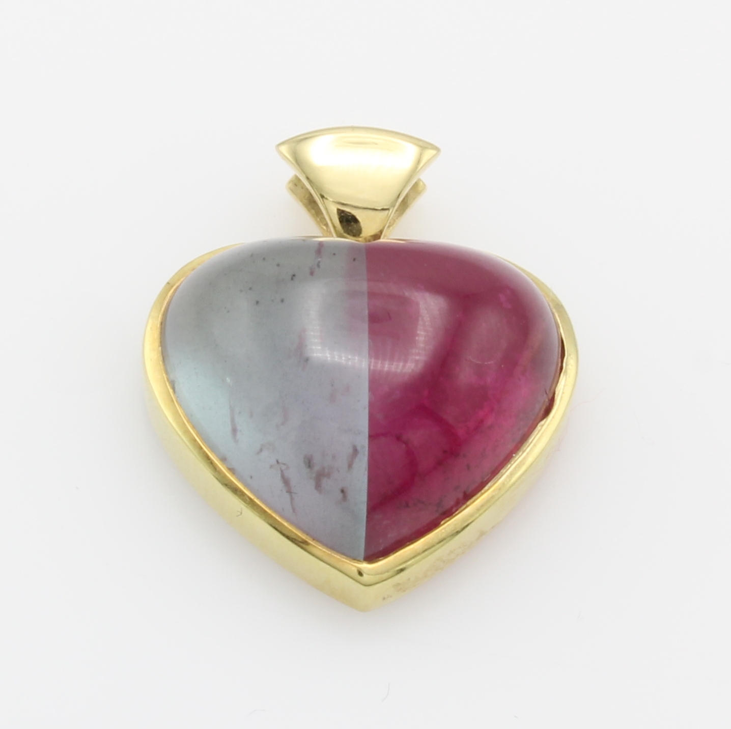 Image 27124487 - Herzanhänger mit Turmalinen, GG 585/000, roter u. blaugrauer Turmalin zus. ca. 15.5 ct ...