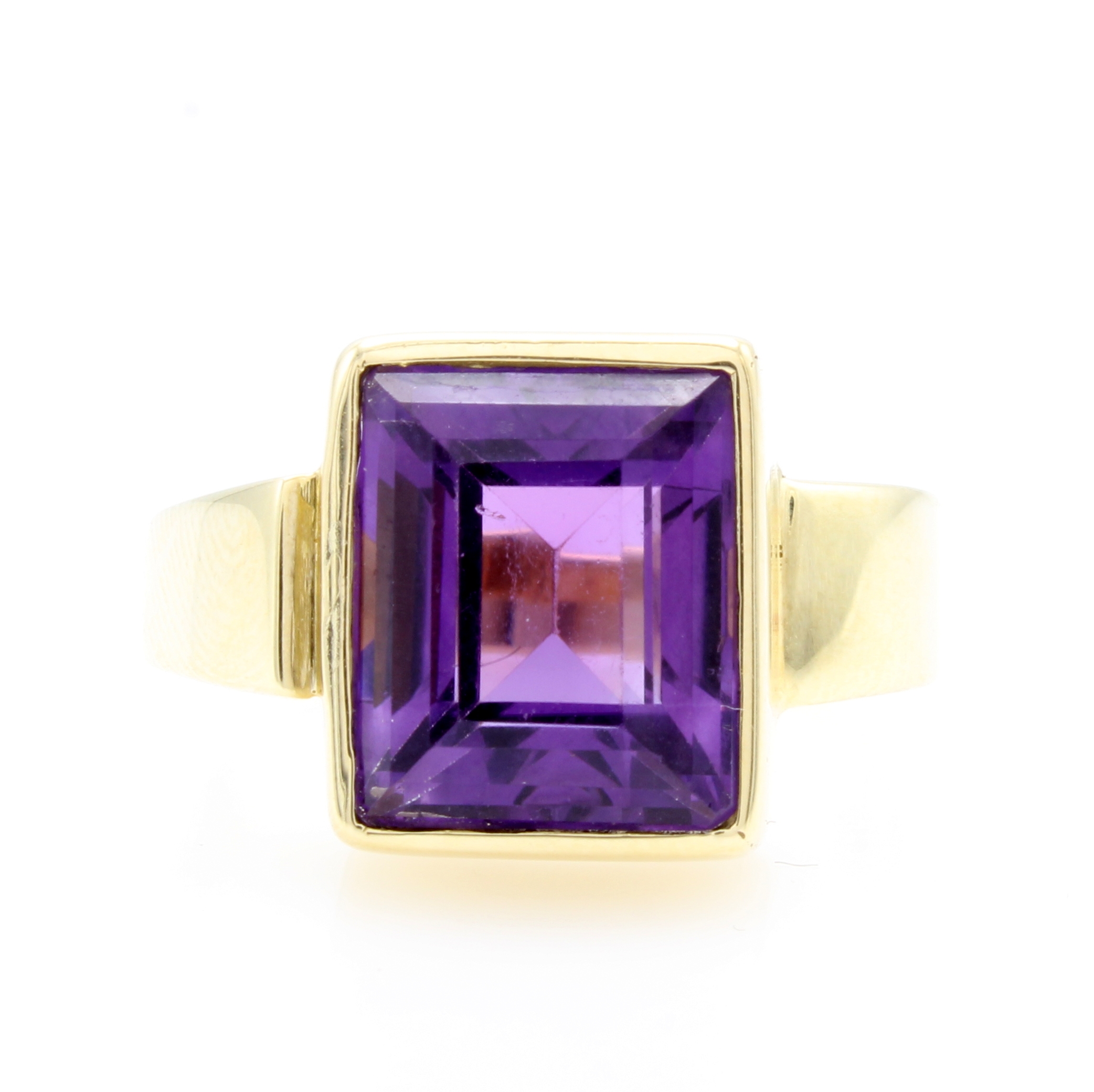 Image 27124496 - Ring mit Amethyst, GG 585/000, Schiene asymmetrisch anges., rechteckiger Amethyst ca. 7 ...