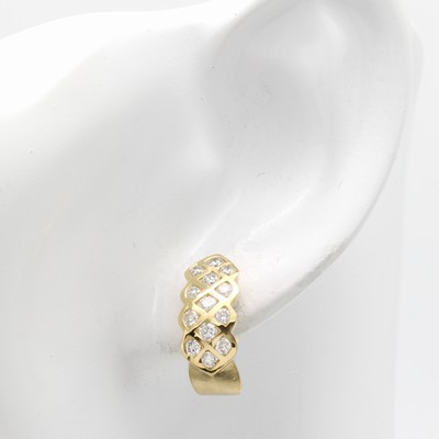 27124410b - Paar Steckcreolen mit Brillanten, GG 750/000, Brill. zus. ca. 1 ct feines Weiß/vs, ...