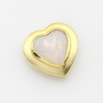 Image Herzanhänger mit Opal, GG 585/000, z.T. matt., Opalherz ca. 1.92 ct Schätzpreis: 2400, ...