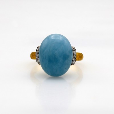 Image Ring ´Nanis´ mit Aquamarin und Brillanten, GG 750/000, strichsatiniert, Brill. zus. ca. ...
