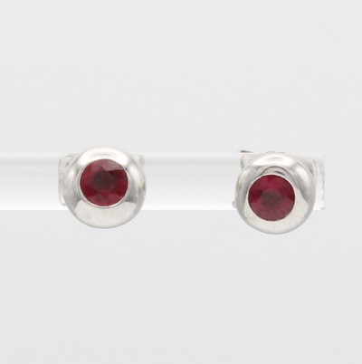 Image Paar Ohrstecker mit Burma Rubinen, WG 585/ 000, 2 Rubine in breiten, glatten Fassungen ...