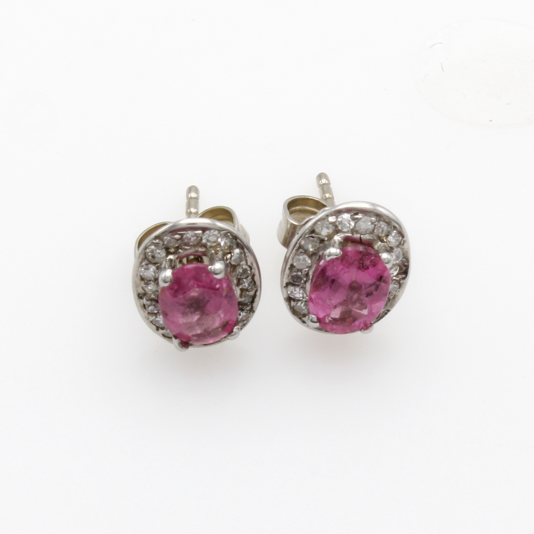 Image 27124512 - Paar Ohrstecker mit Turmalinen und Brillanten, WG 585/000, 2 ovale, rosa Turmaline zus. ...