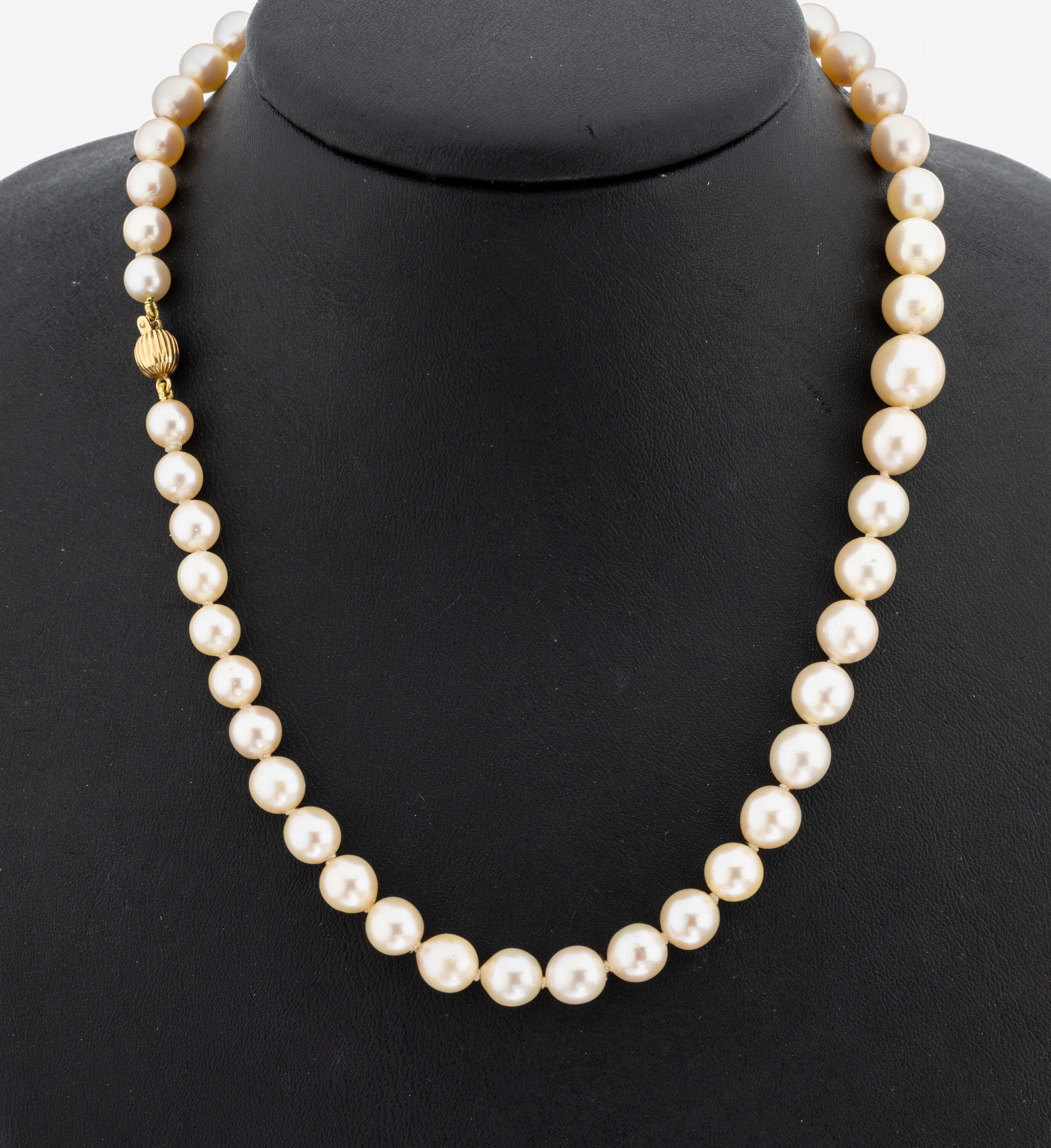 Image 27124516 - Pearl-necklace with 18 kt gold clasp , YG 750/000, cultured akoya pearls tapering, ...