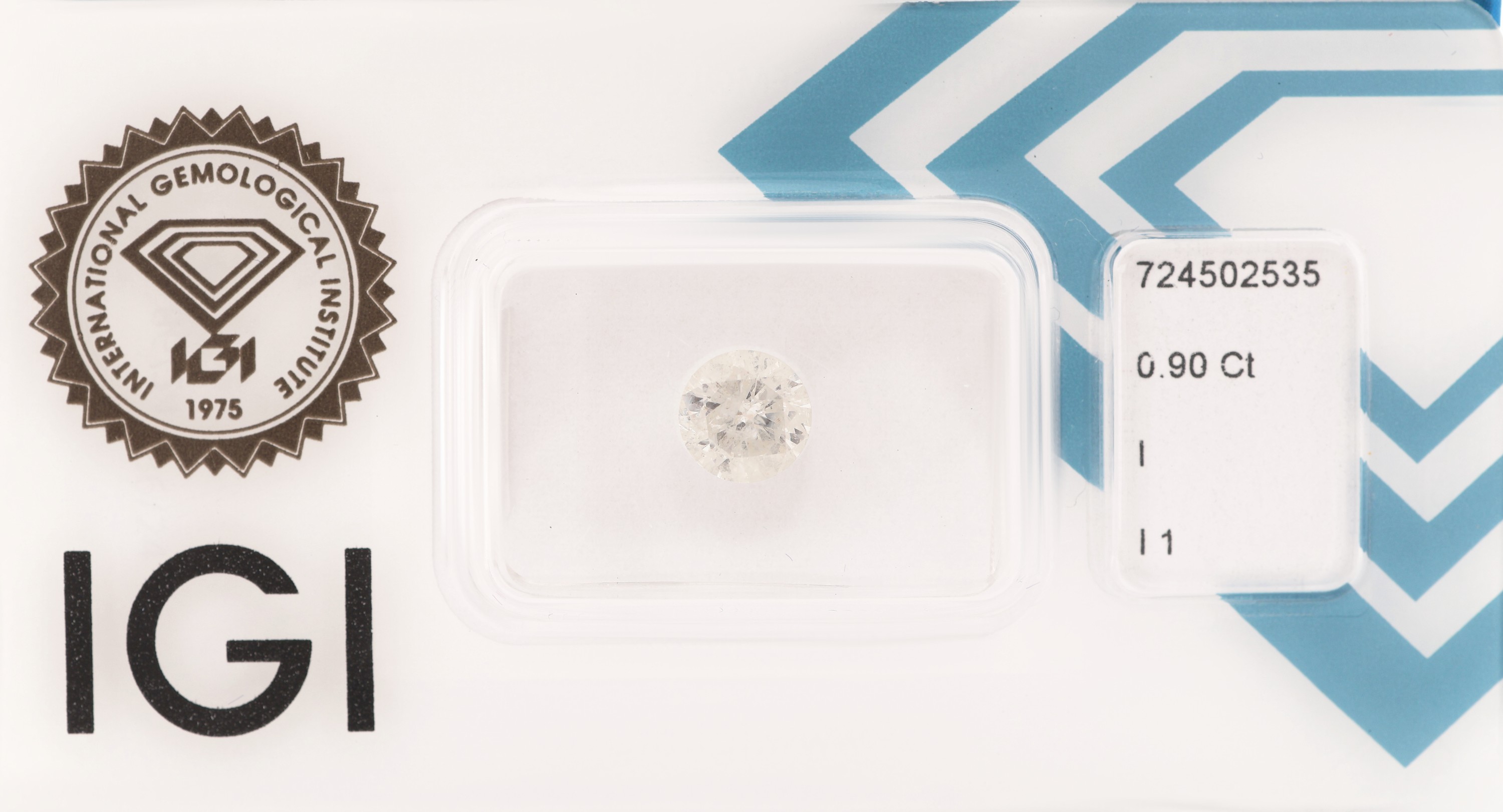 Image 27124520 - Loser Brillant 0.90 ct l.get.Weiß(I)/p1, eingeschweißt, IGI-Expertise anbei ...