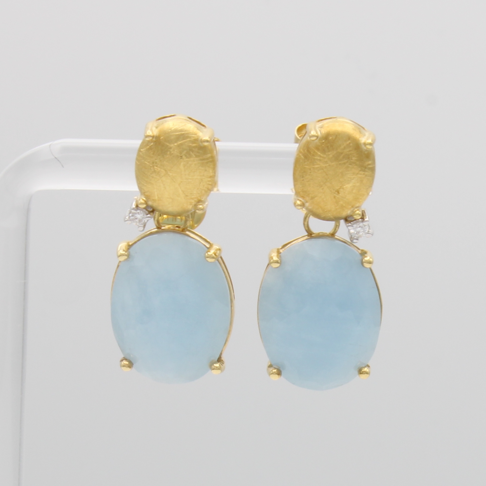 Image 27124525 - Paar Ohrstecker ´Nanis´ mit Aquamarinen und Brillanten, GG 750/000, strichsatiniert, 2 ...