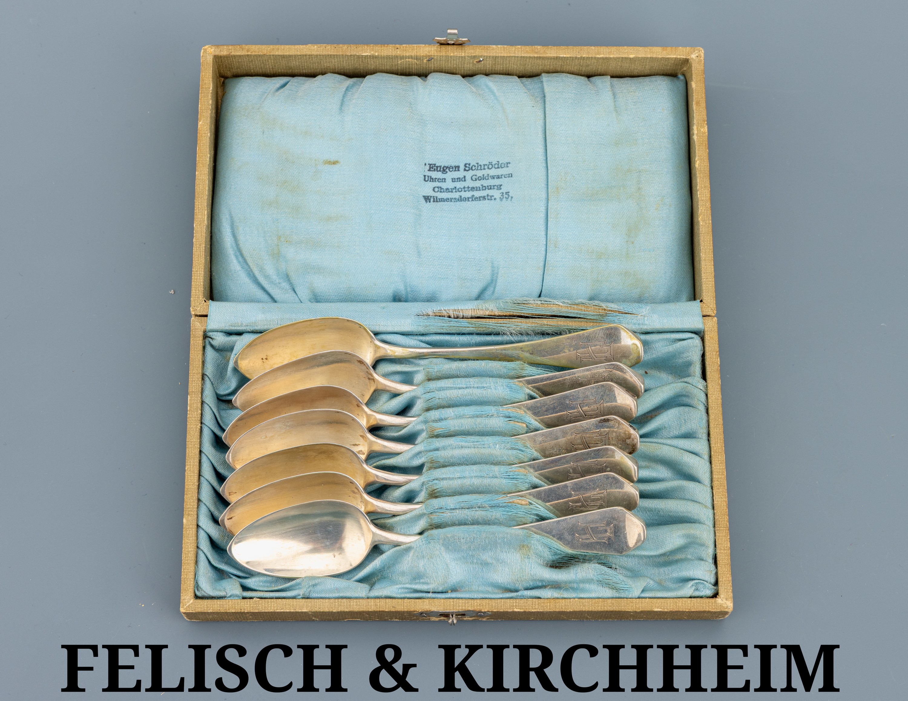 Image 27124565 - Set 7 Kaffeelöffel, deutsch um 1900, 800er Silber, schlichter Stiel mit spatenf. ...