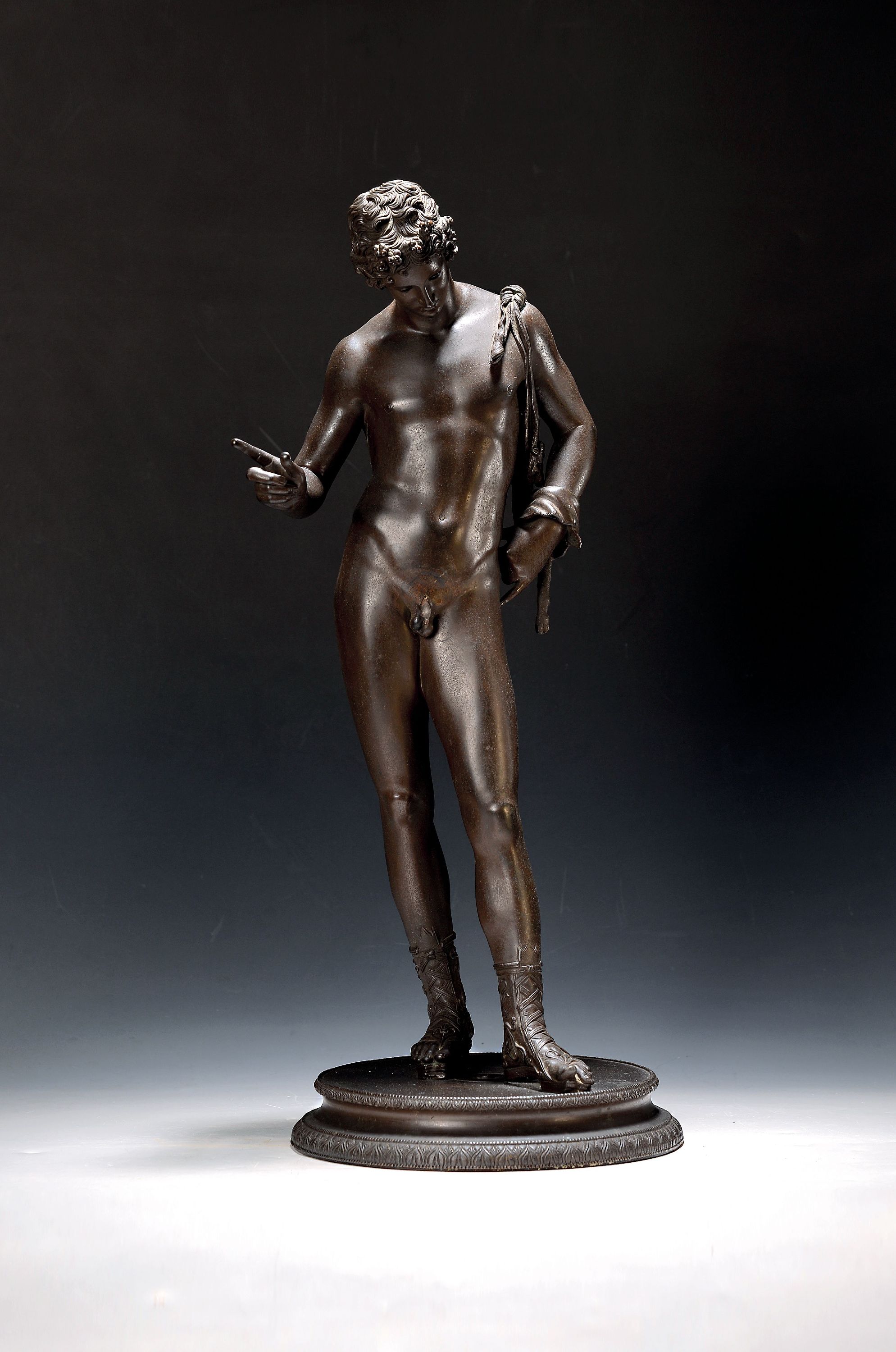 Image 27124569 - Große Bronzefigur, wohl Italien um 1880/1900, stehender Dionysos, nach Vorbild der ...