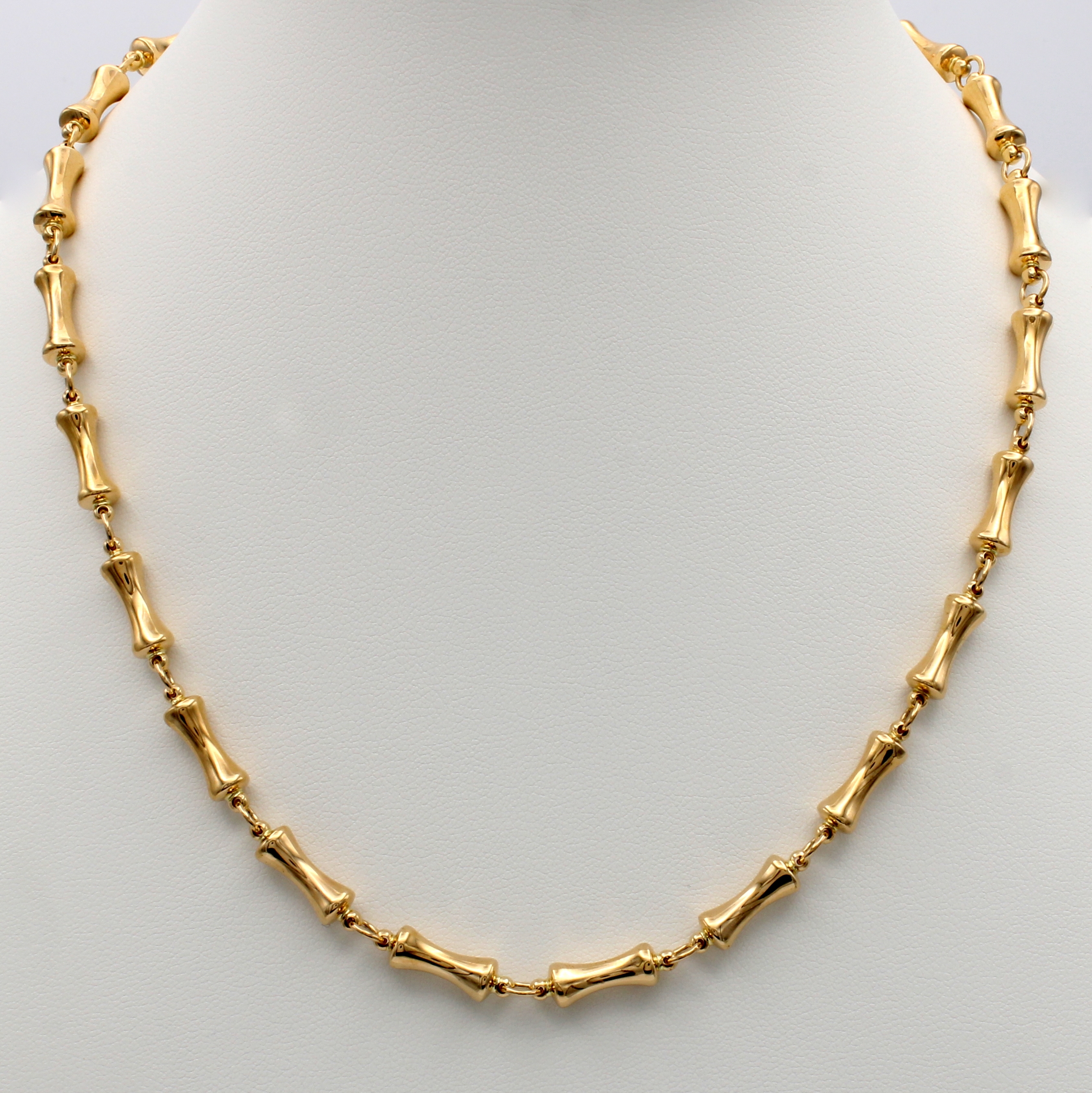 Image 27124577 - Kette, GG 750/000, Zwischenglieder in Bambusstäbchenform, Karabinerschl., L. ca. 43 cm