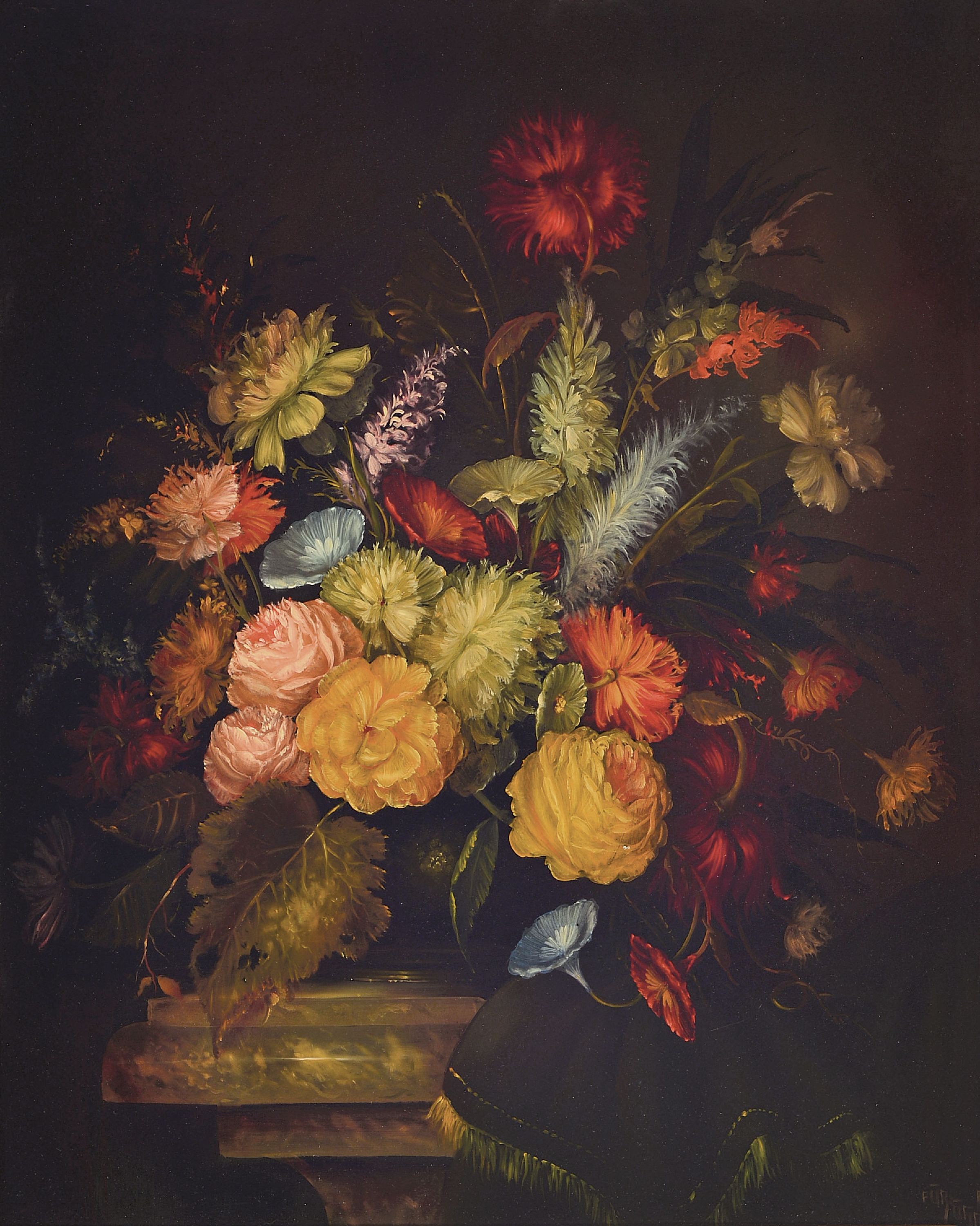 Image 27124594 - Joseph Fürst, geb. 1947, Stillleben mit Blumen, Öl/Holz, signiert, ca. 50 x 40 cm, ...