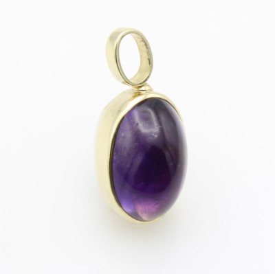 27124503b - Anhänger mit Farbsteincabochons, GG 585/000, Amethyt ca. 16 ct, Citrin ca. 18 ct ...