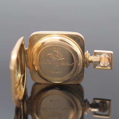 27124539d - Square 14k pink gold pendant/pocket watch, Switzerland around 1880, floral engraved 3 ...
